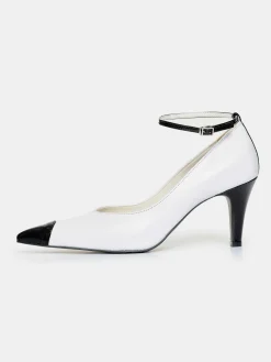 Source Unknown Chaussures Et Sacs-Escarpins Ester Bicolores A Bride Cheville, Blanc