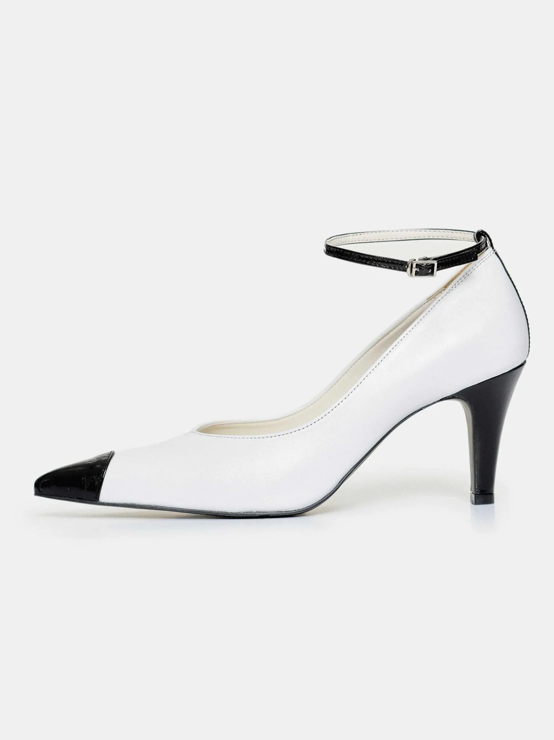 Source Unknown Chaussures Et Sacs-Escarpins Ester Bicolores A Bride Cheville, Blanc