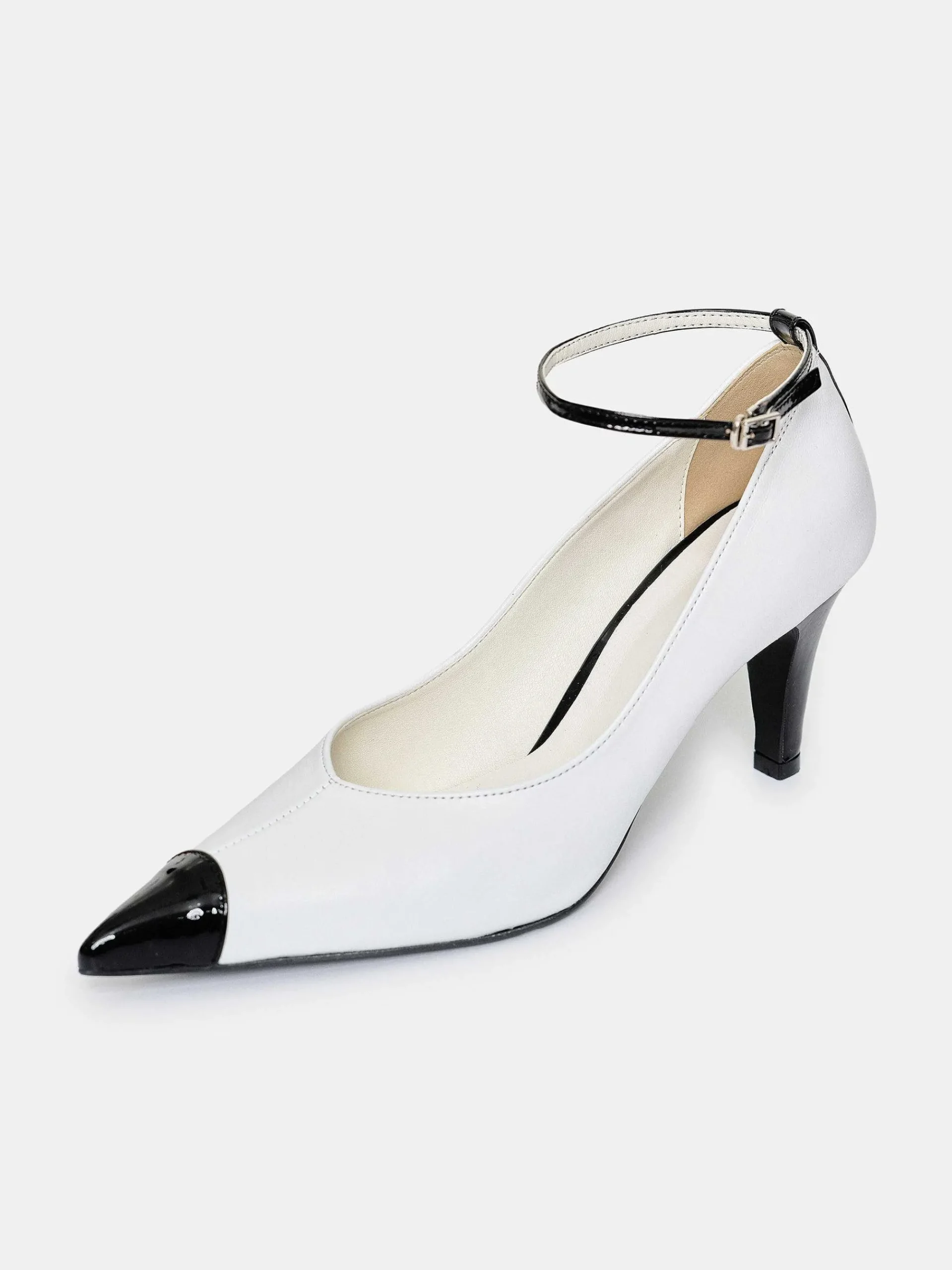 Source Unknown Chaussures Et Sacs-Escarpins Ester Bicolores A Bride Cheville, Blanc