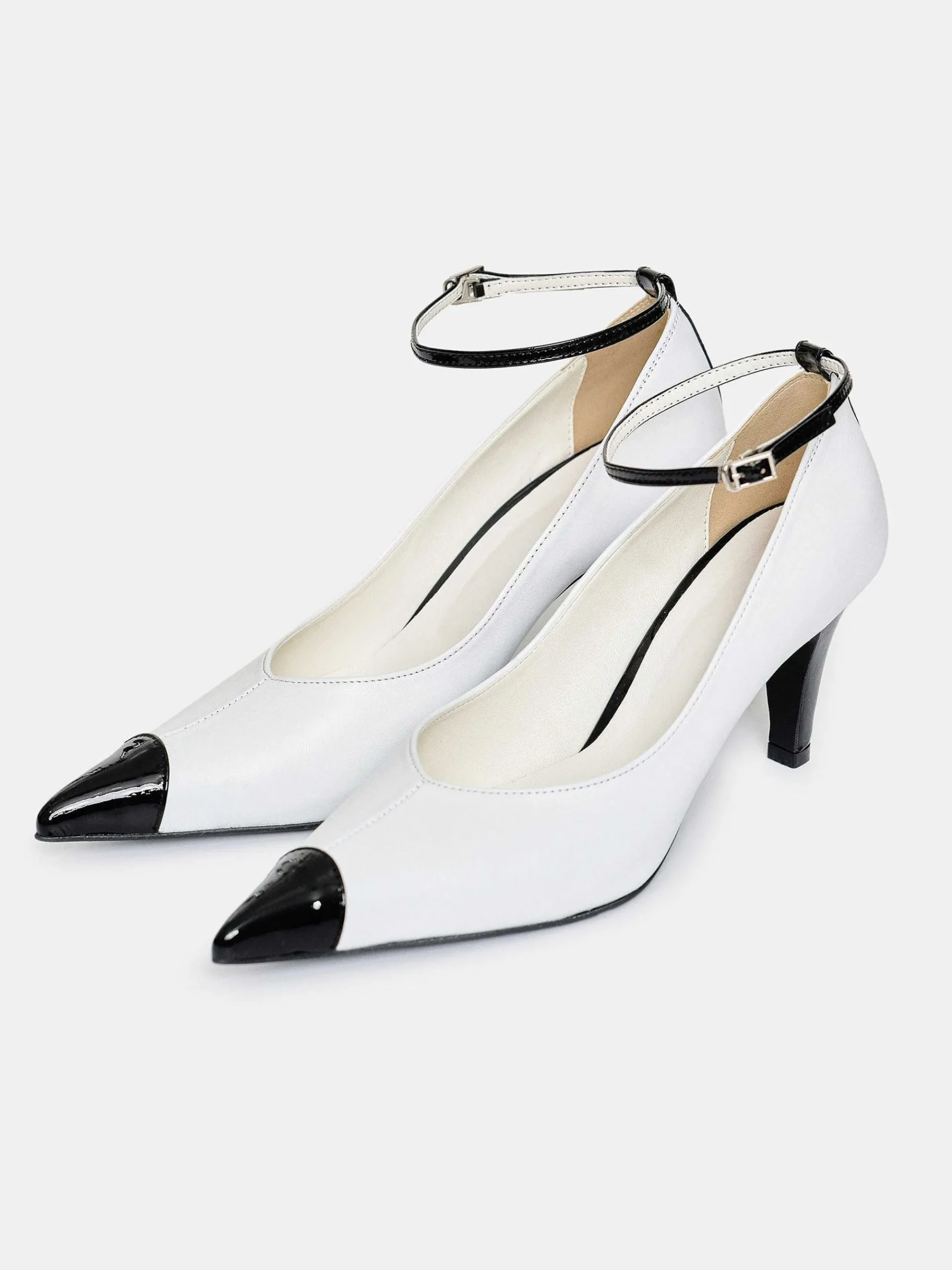 Source Unknown Chaussures Et Sacs-Escarpins Ester Bicolores A Bride Cheville, Blanc