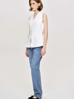 Source Unknown Vêtements-Gilet Evase A Boutons, Blanc