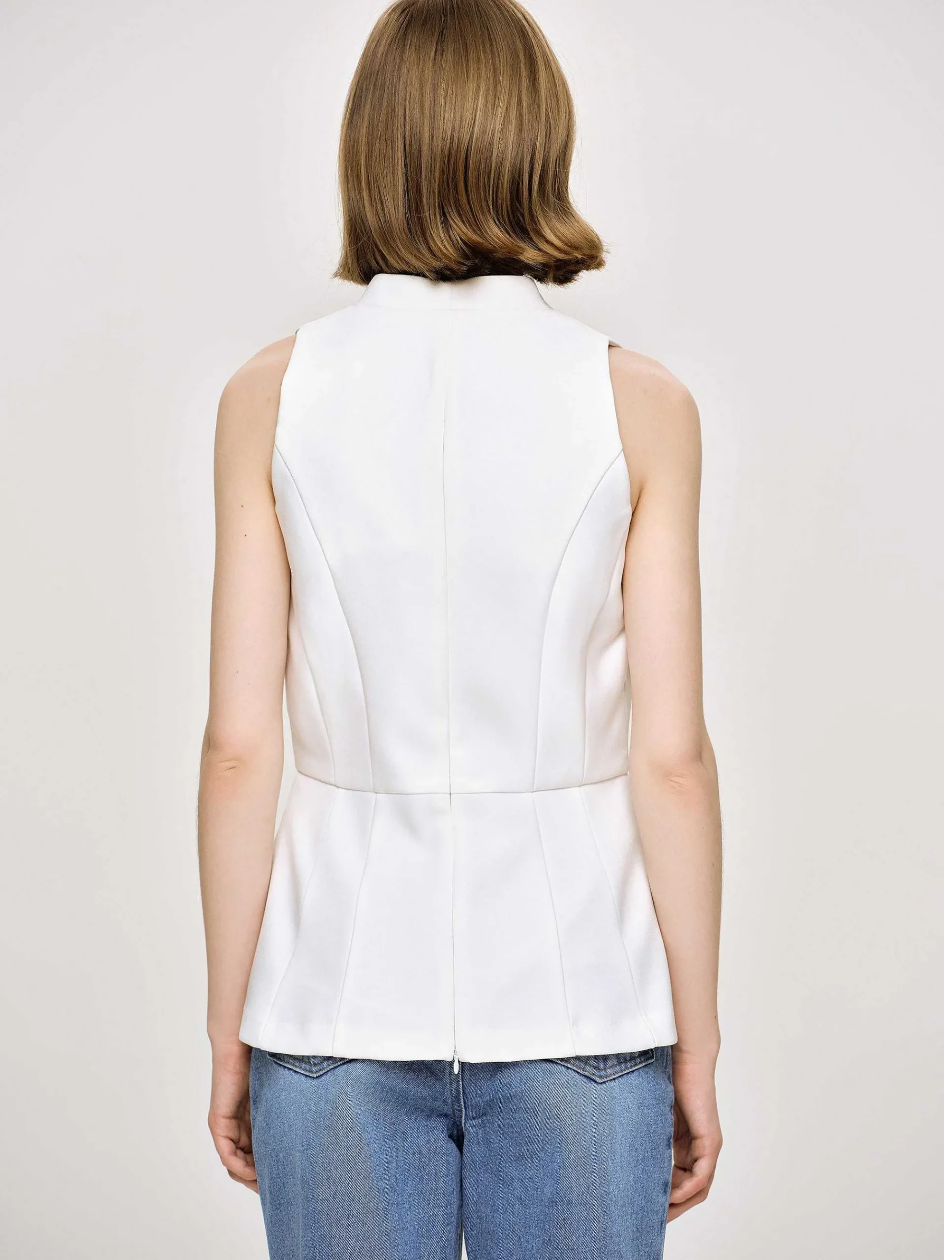 Source Unknown Vêtements-Gilet Evase A Boutons, Blanc