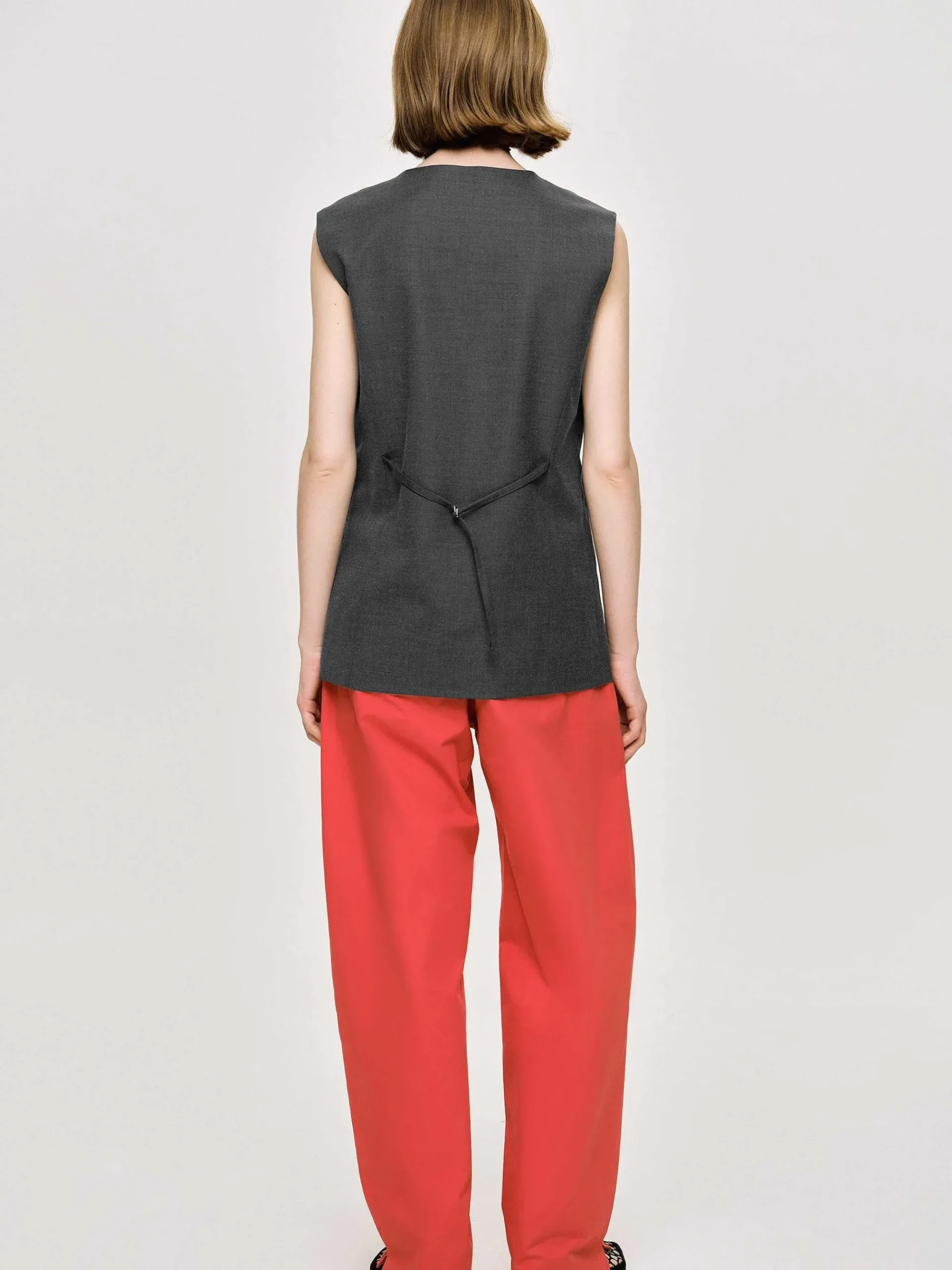 Source Unknown Hauts-Gilet Long Boutonne, Melange De Charbon De Bois