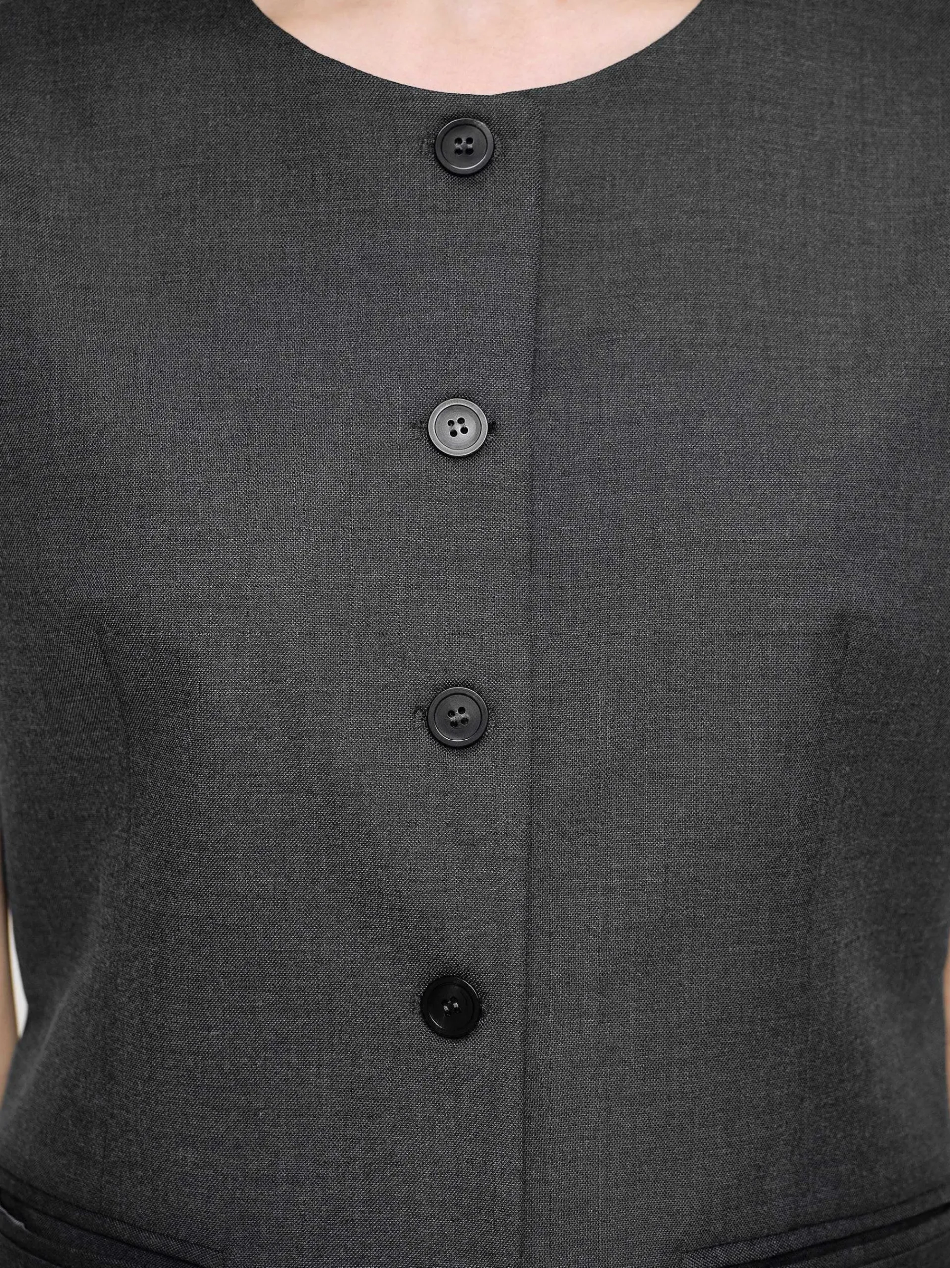 Source Unknown Hauts-Gilet Long Boutonne, Melange De Charbon De Bois