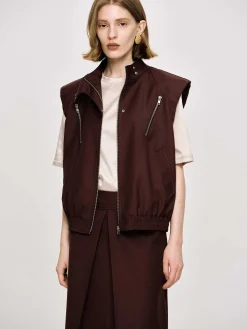 Source Unknown Accessoires-Gilet Zippe Polyvalent, Cerise Noire