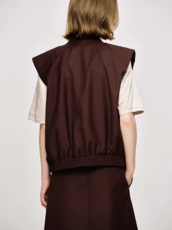 Source Unknown Accessoires-Gilet Zippe Polyvalent, Cerise Noire
