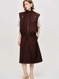 Source Unknown Accessoires-Gilet Zippe Polyvalent, Cerise Noire