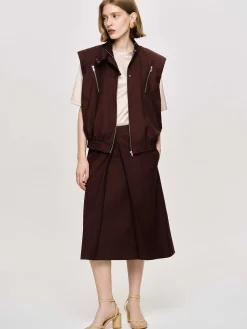 Source Unknown Accessoires-Gilet Zippe Polyvalent, Cerise Noire