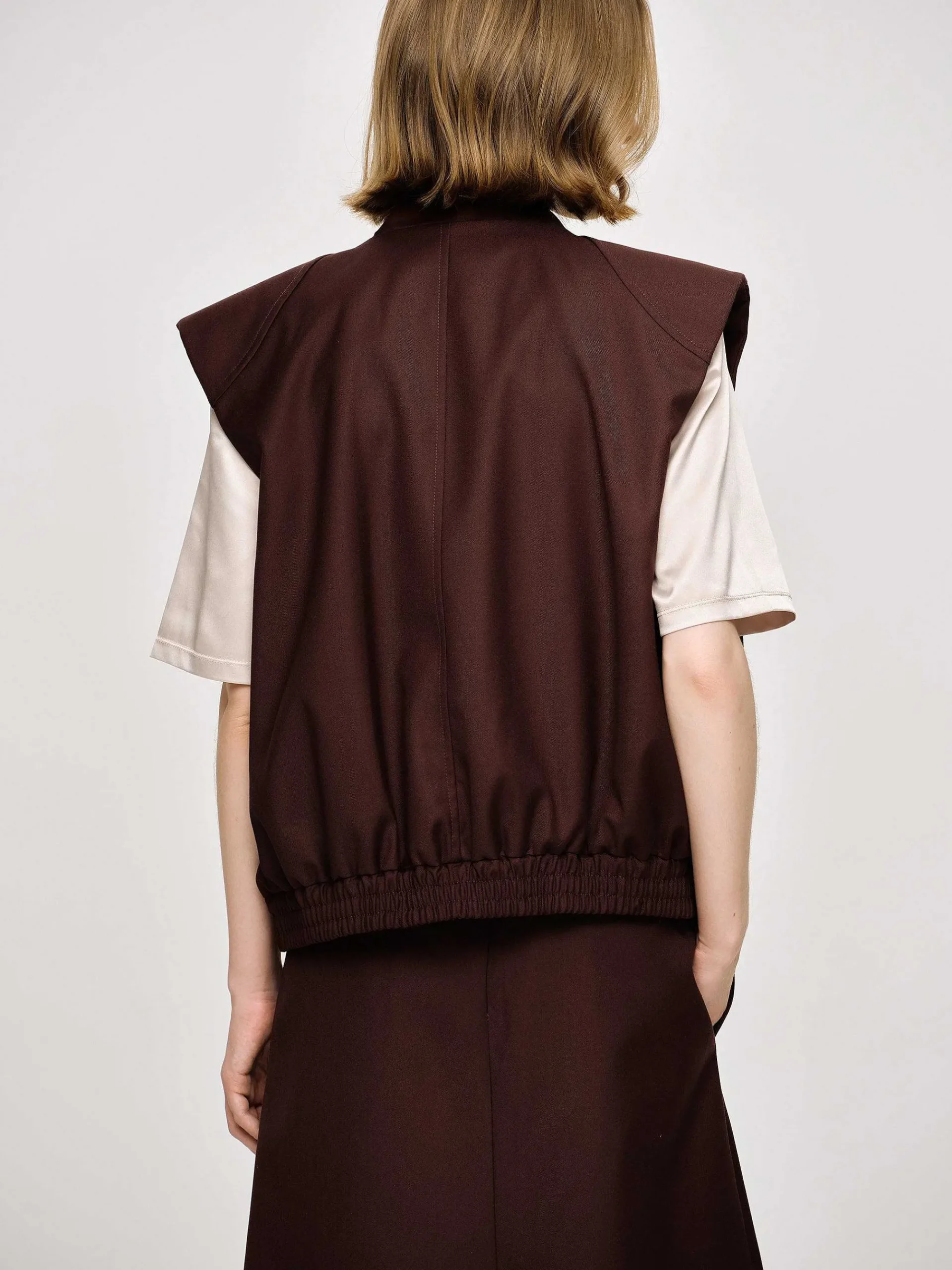Source Unknown Accessoires-Gilet Zippe Polyvalent, Cerise Noire