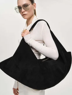 Source Unknown Vêtements-Grand Sac Fortune Cookie, Suede Noir