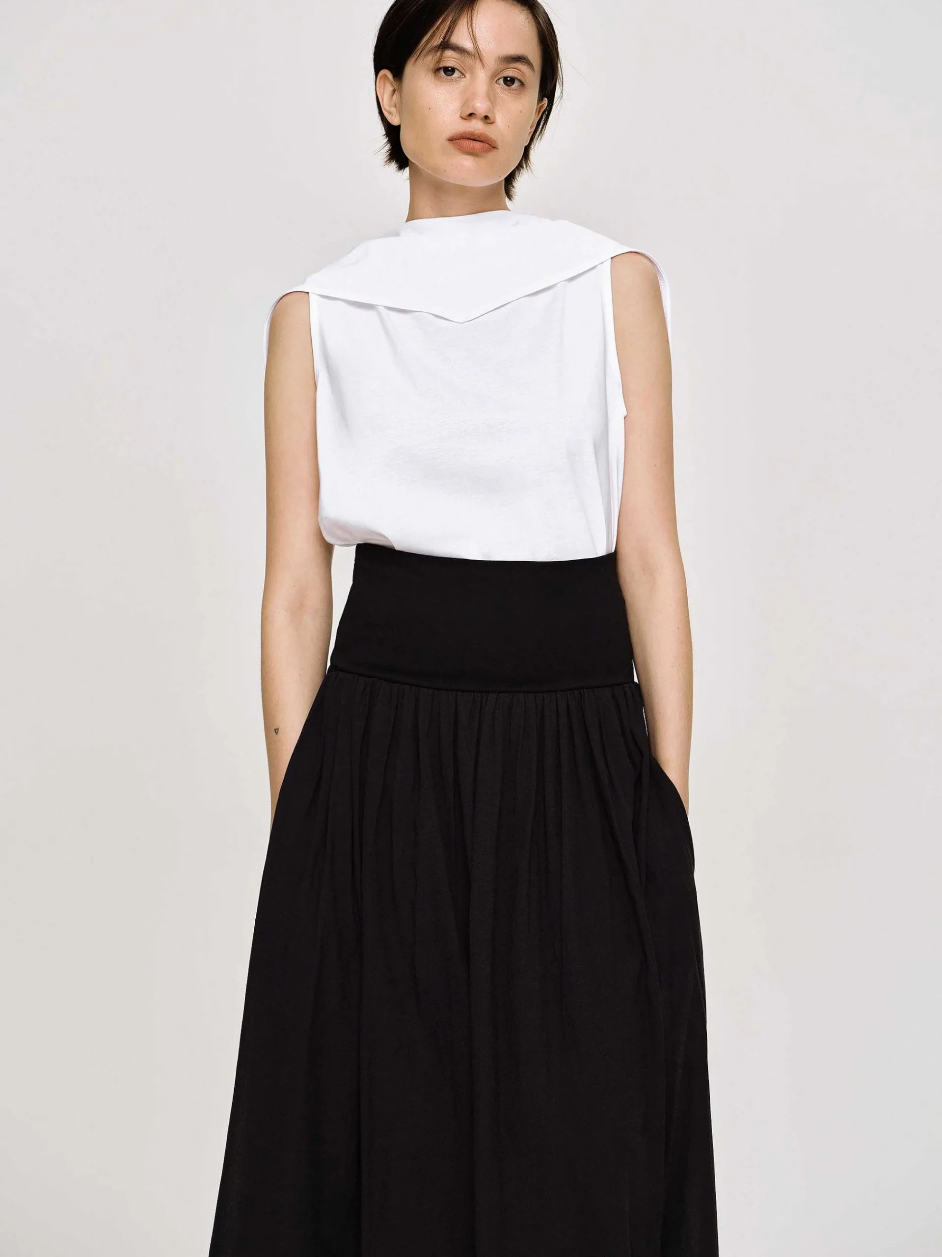 Source Unknown Accessoires-Haut A Col Foulard, Blanc