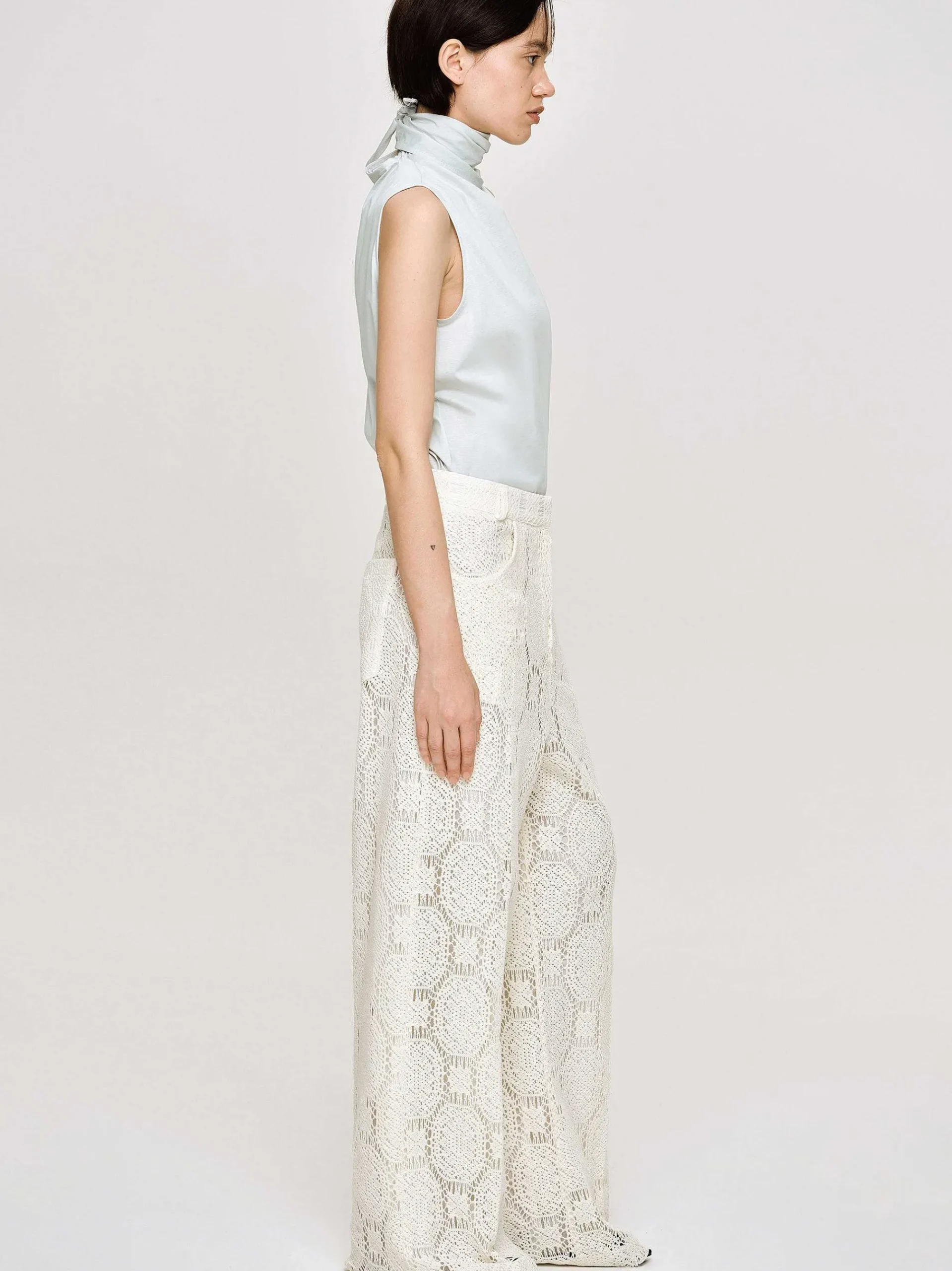 Source Unknown Accessoires-Haut A Col Foulard, Bleu Blizzard