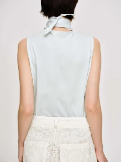 Source Unknown Accessoires-Haut A Col Foulard, Bleu Blizzard