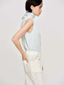 Source Unknown Accessoires-Haut A Col Foulard, Bleu Blizzard