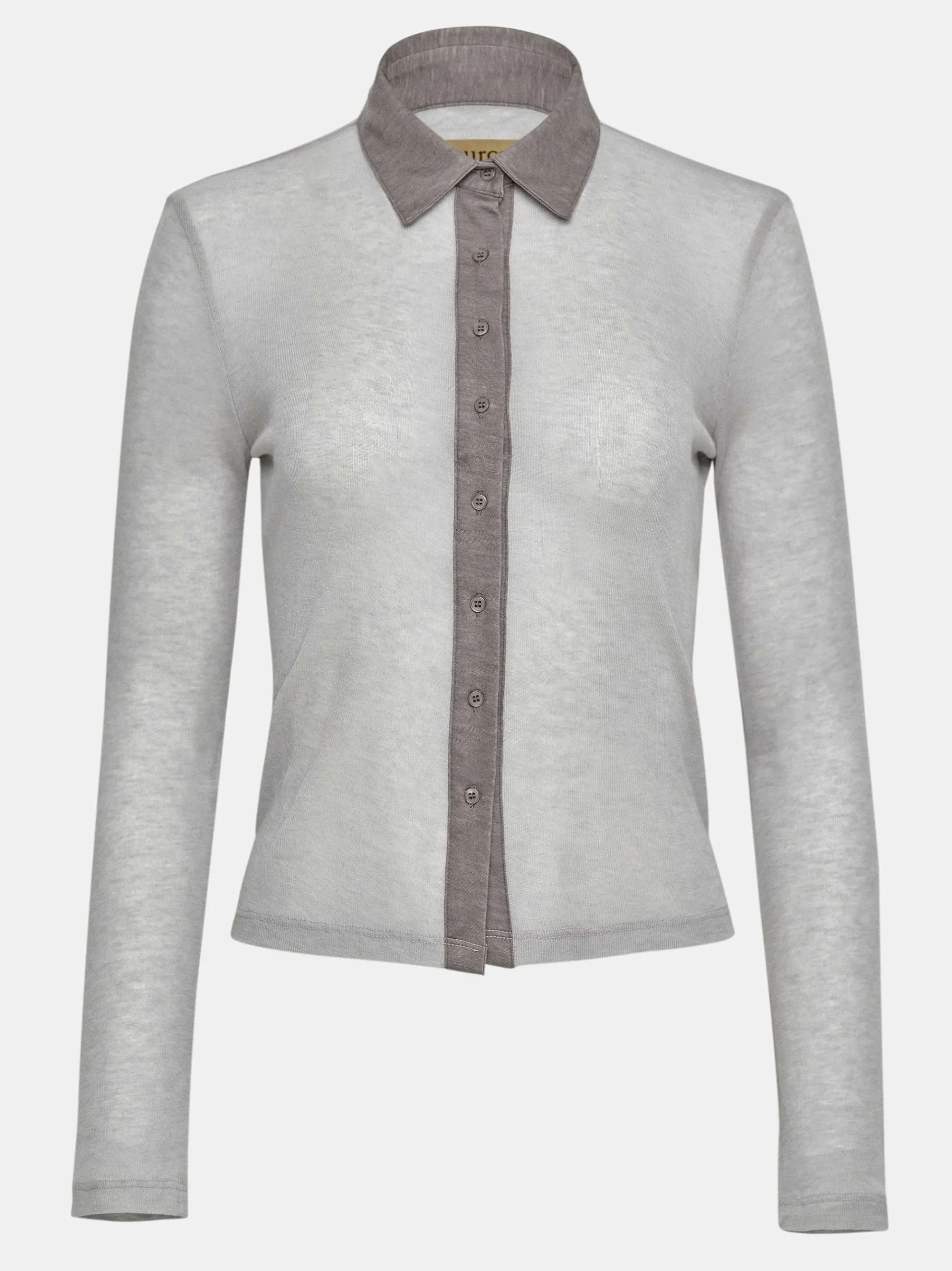 Source Unknown Vêtements-Haut A Col Semi-Transparent Pietro, Marron Taupe