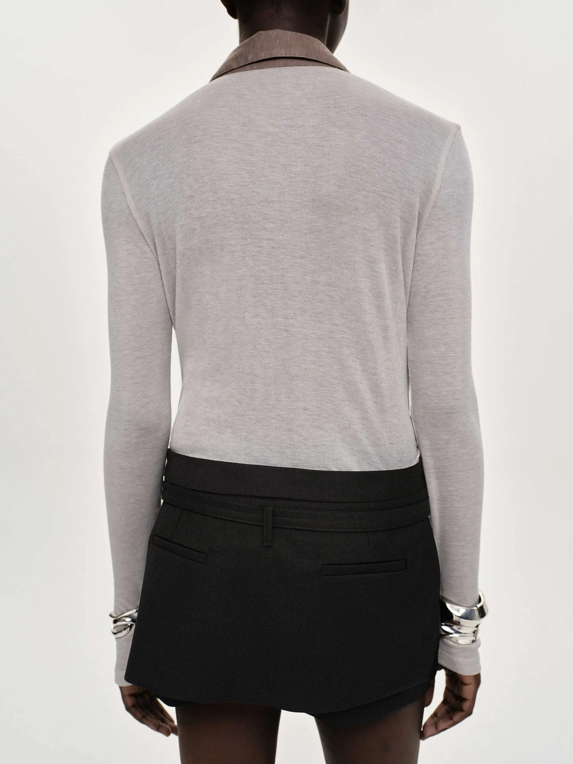 Source Unknown Vêtements-Haut A Col Semi-Transparent Pietro, Marron Taupe