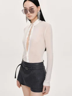 Source Unknown Hauts-Haut A Col Semi-Transparent Pietro, Blanc