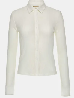 Source Unknown Vêtements-Haut A Col Semi-Transparent Pietro, Blanc
