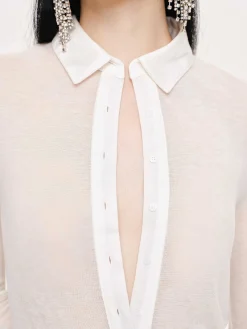 Source Unknown Vêtements-Haut A Col Semi-Transparent Pietro, Blanc