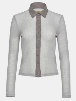 Source Unknown Hauts-Haut A Col Semi-Transparent Pietro, Marron Taupe