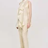 Source Unknown Accessoires-Haut Drape A Volants, Champagne