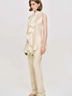 Source Unknown Accessoires-Haut Drape A Volants, Champagne