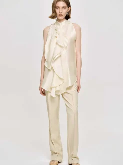 Source Unknown Accessoires-Haut Drape A Volants, Champagne