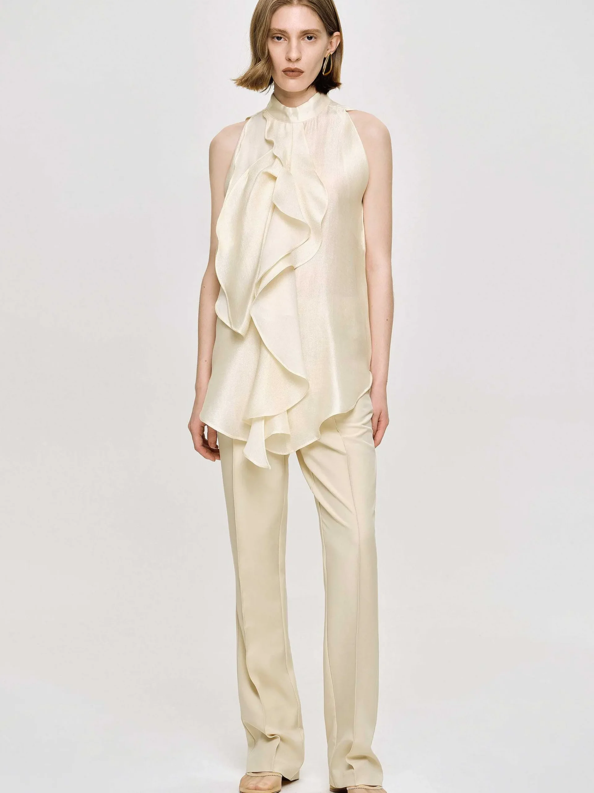 Source Unknown Accessoires-Haut Drape A Volants, Champagne