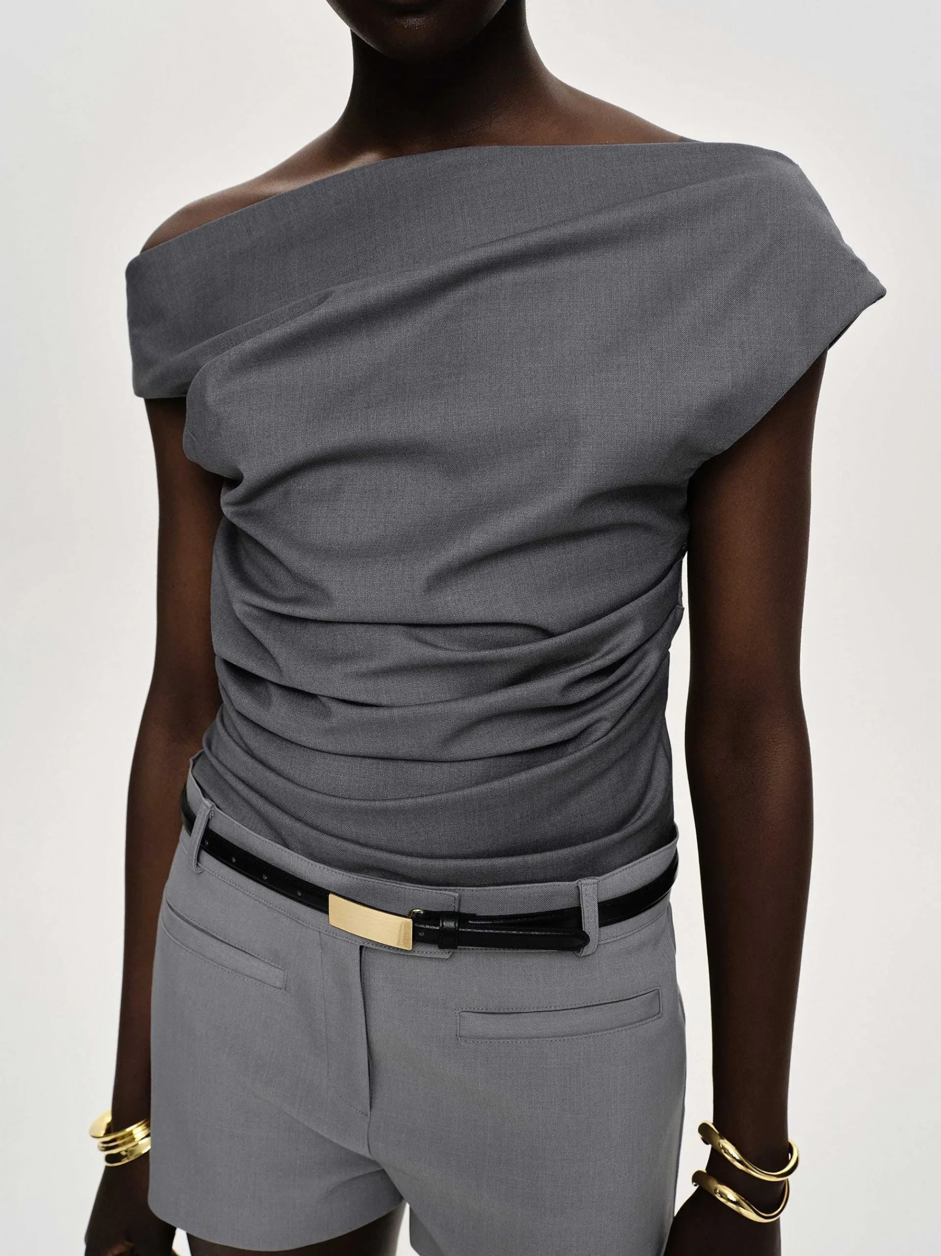Source Unknown Vêtements-Haut Drape Asymetrique, Anthracite