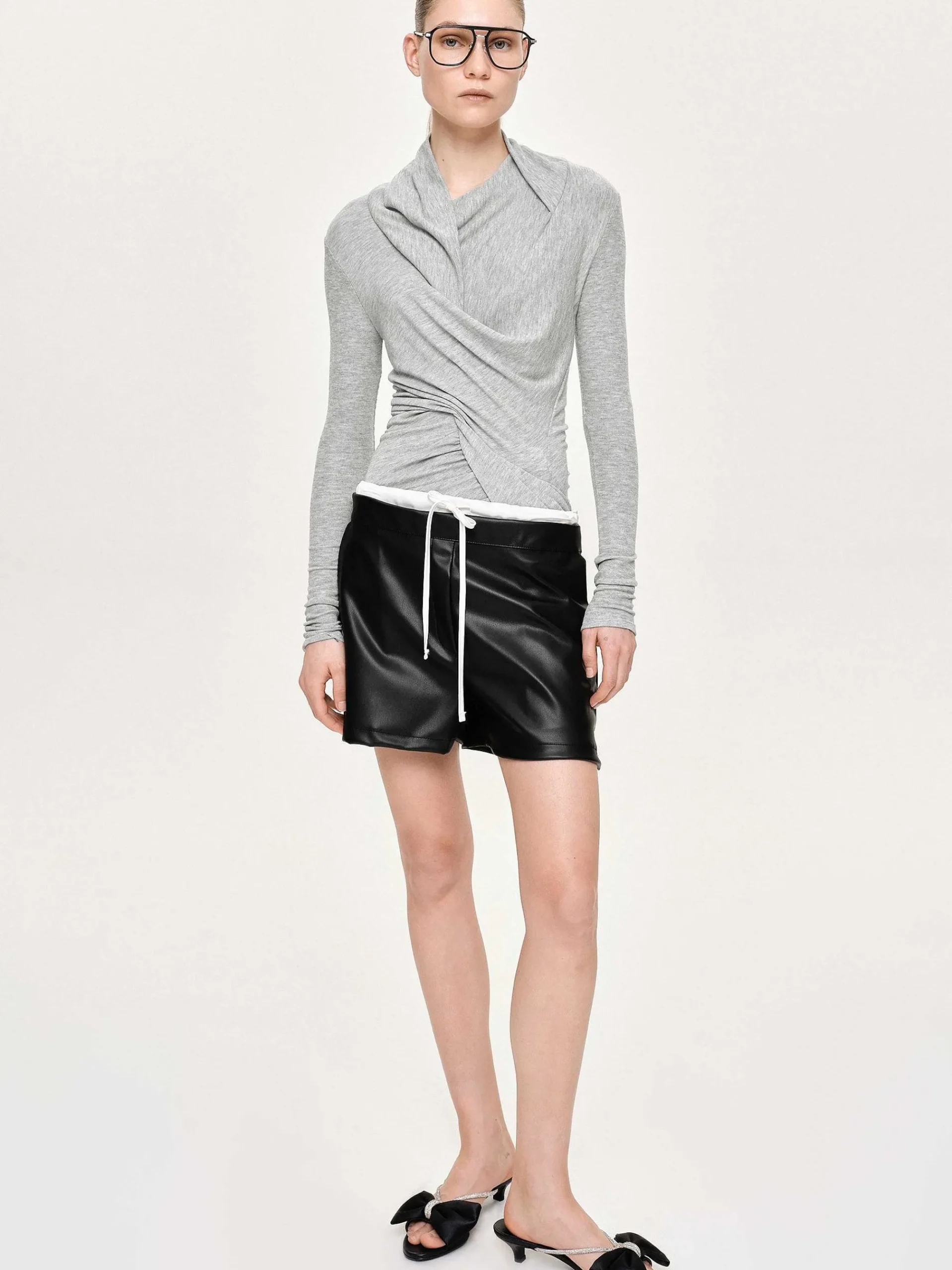 Source Unknown Vêtements-Haut Drape Asymetrique Folgore, Gris