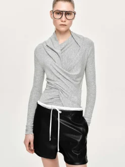 Source Unknown Vêtements-Haut Drape Asymetrique Folgore, Gris