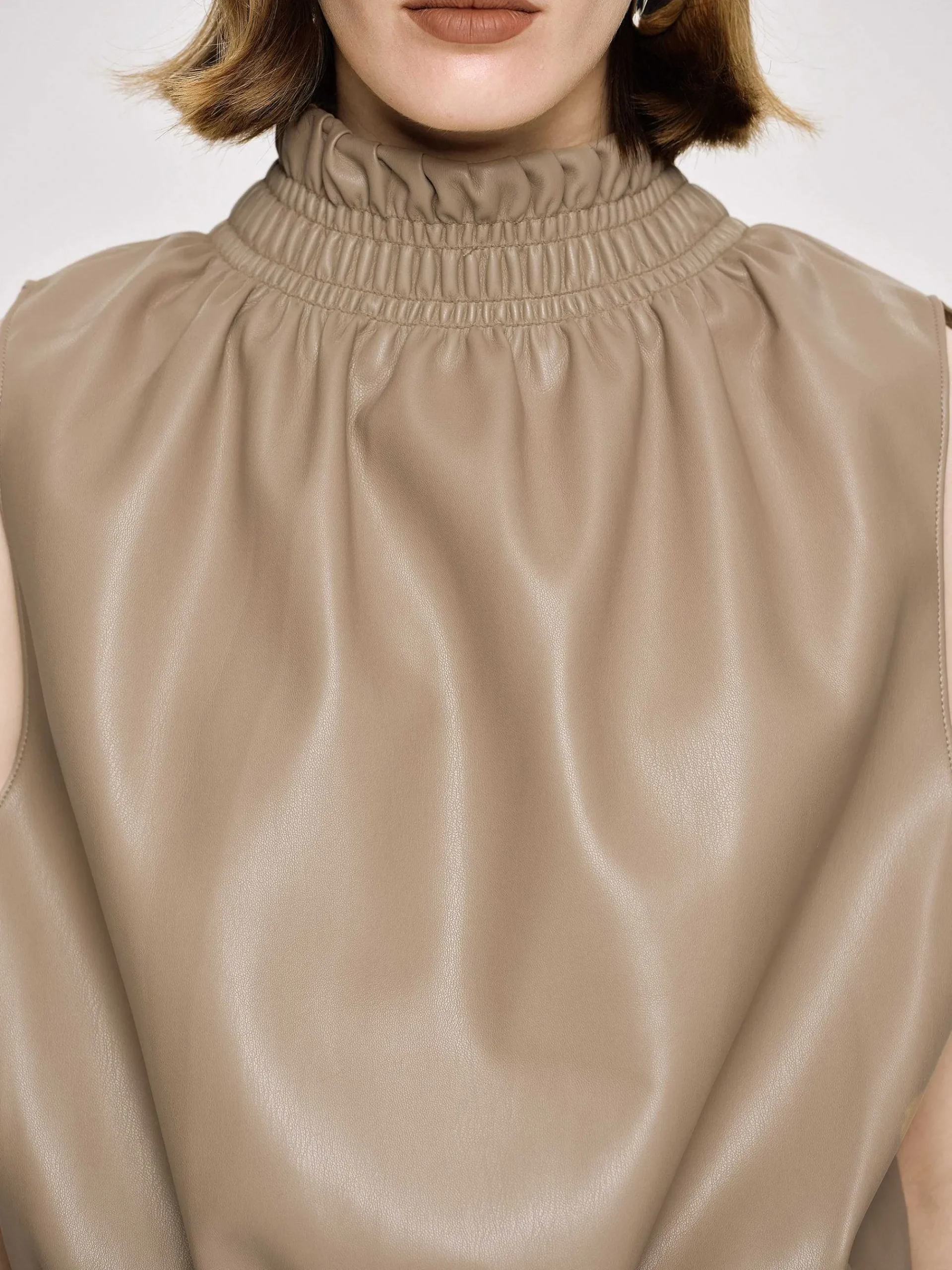 Source Unknown Accessoires-Haut En Cuir Sans Manches, Beige