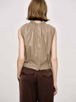 Source Unknown Accessoires-Haut En Cuir Sans Manches, Beige