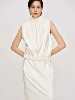 Source Unknown Accessoires-Haut En Cuir Sans Manches, Ivoire