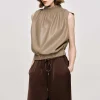 Source Unknown Accessoires-Haut En Cuir Sans Manches, Beige