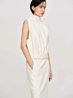 Source Unknown Accessoires-Haut En Cuir Sans Manches, Ivoire