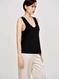 Source Unknown Accessoires-Haut En Satin Sans Manches, Noir