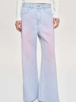 Source Unknown Vêtements-Jean A Jambe Large Peint, Delave Rose