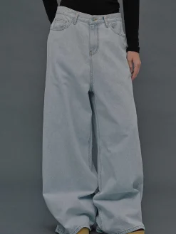 Source Unknown Vêtements-Jean Coupe Oversize, Delavage Bleu Clair