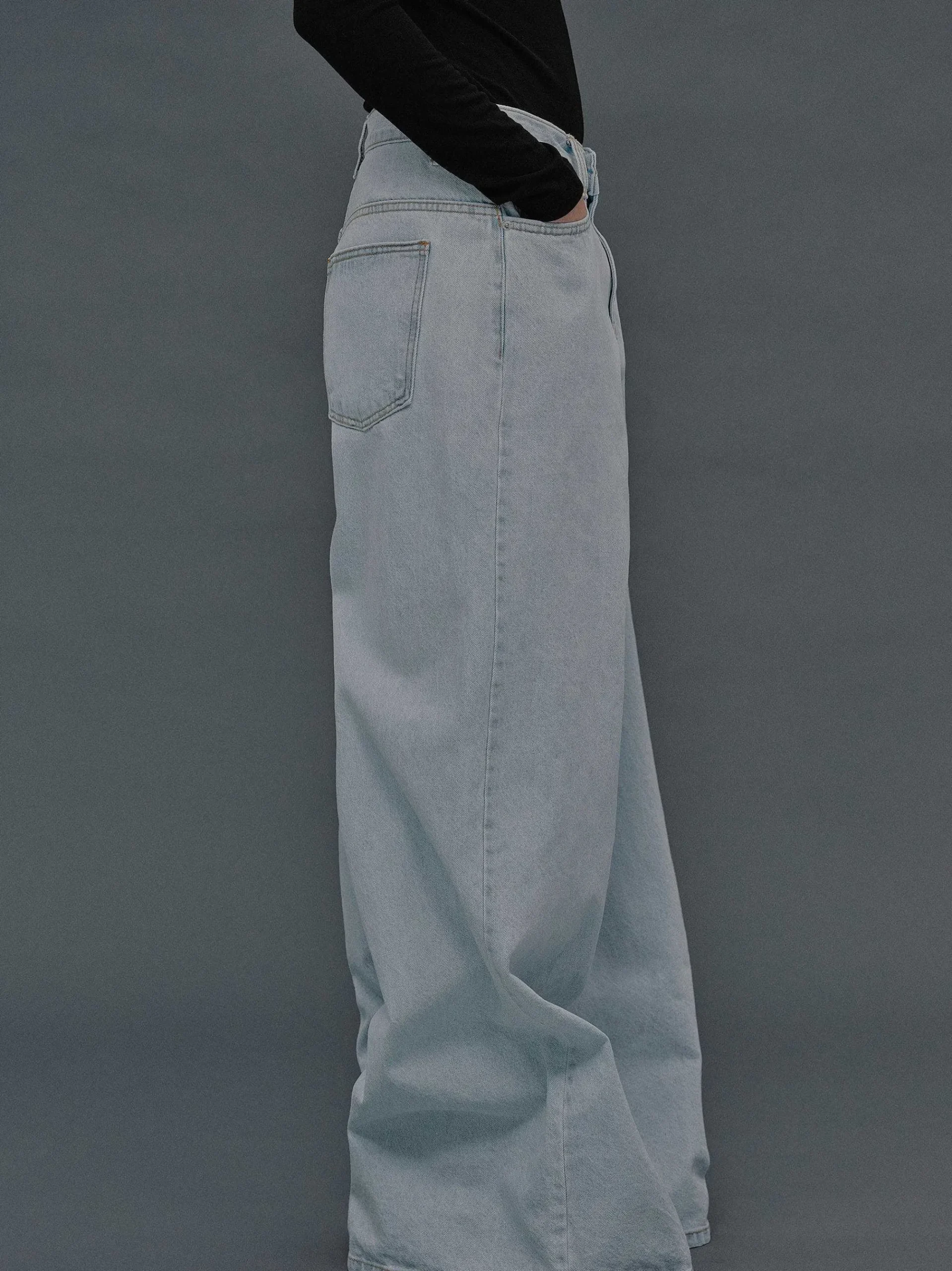 Source Unknown Vêtements-Jean Coupe Oversize, Delavage Bleu Clair