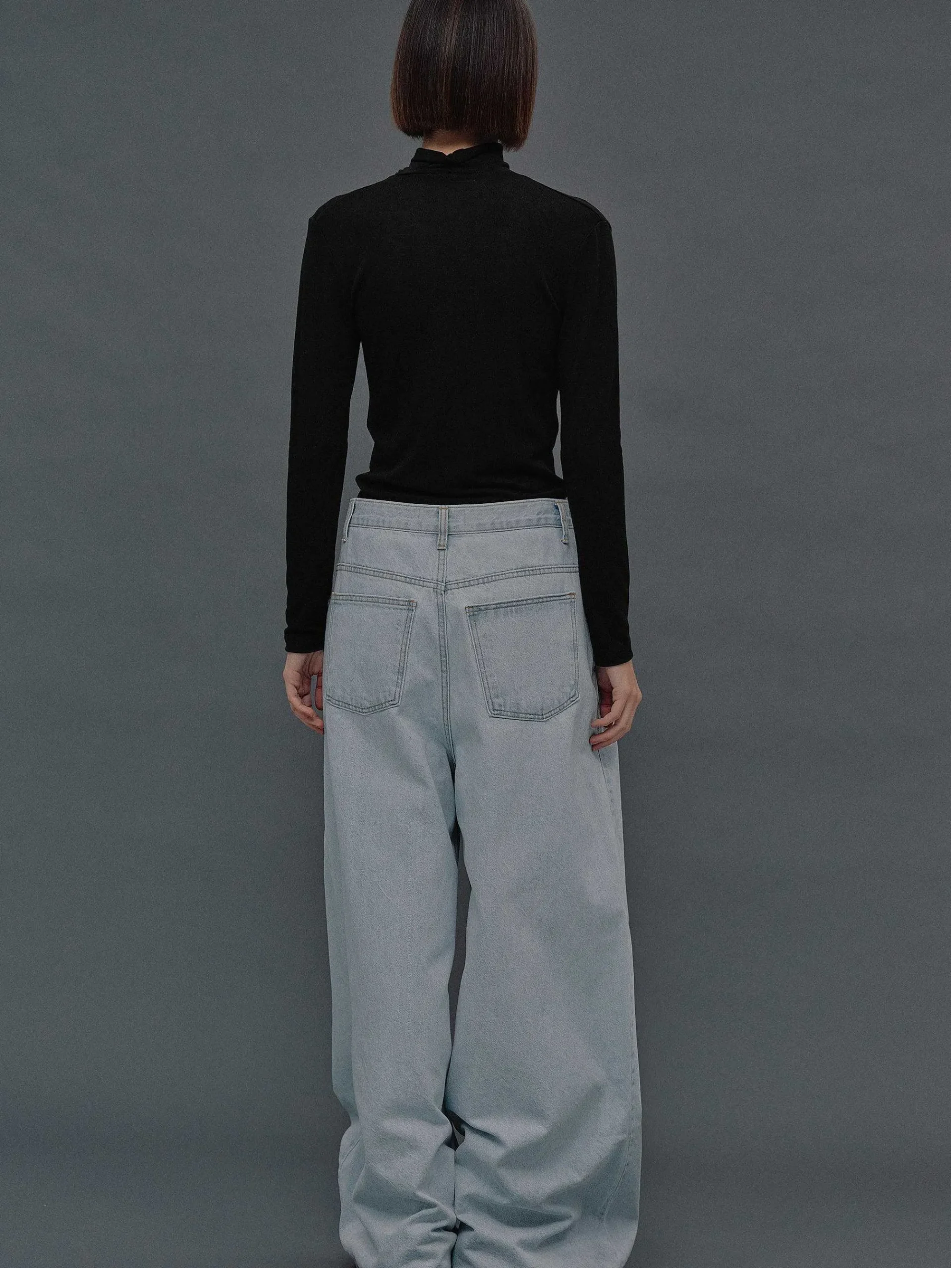 Source Unknown Vêtements-Jean Coupe Oversize, Delavage Bleu Clair