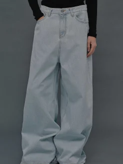 Source Unknown Jean-Jean Coupe Oversize, Delavage Bleu Clair