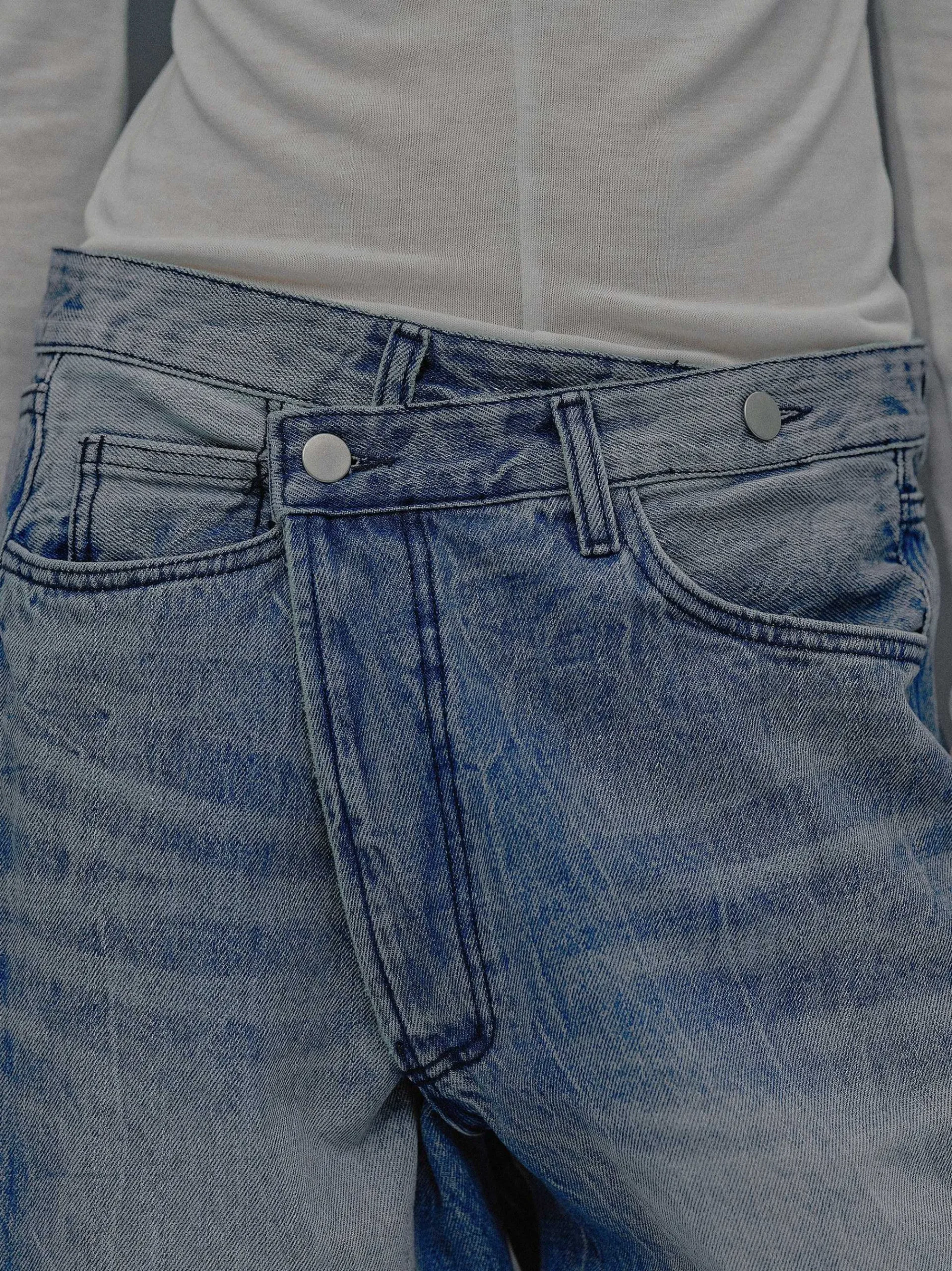 Source Unknown Vêtements-Jean Croise Destructure, Bleu Moyen