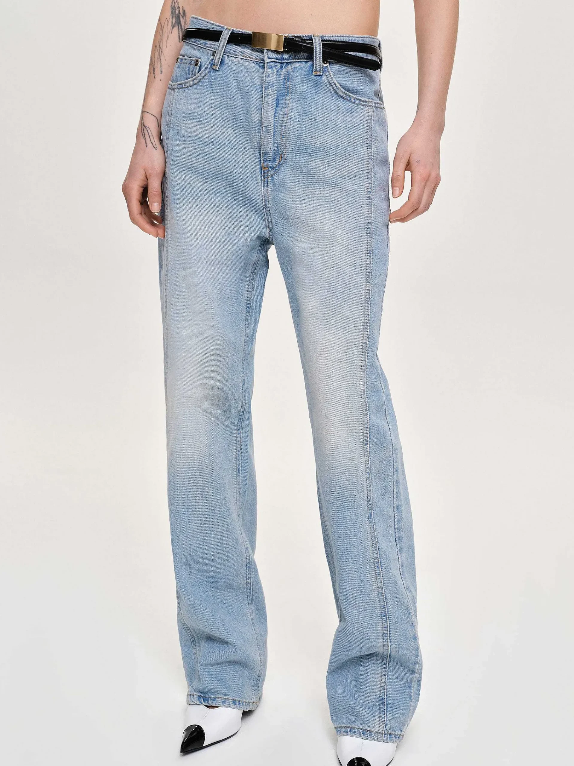 Source Unknown Jean-Jean Droit A Panneaux Lateraux, Bleu Clair Delave