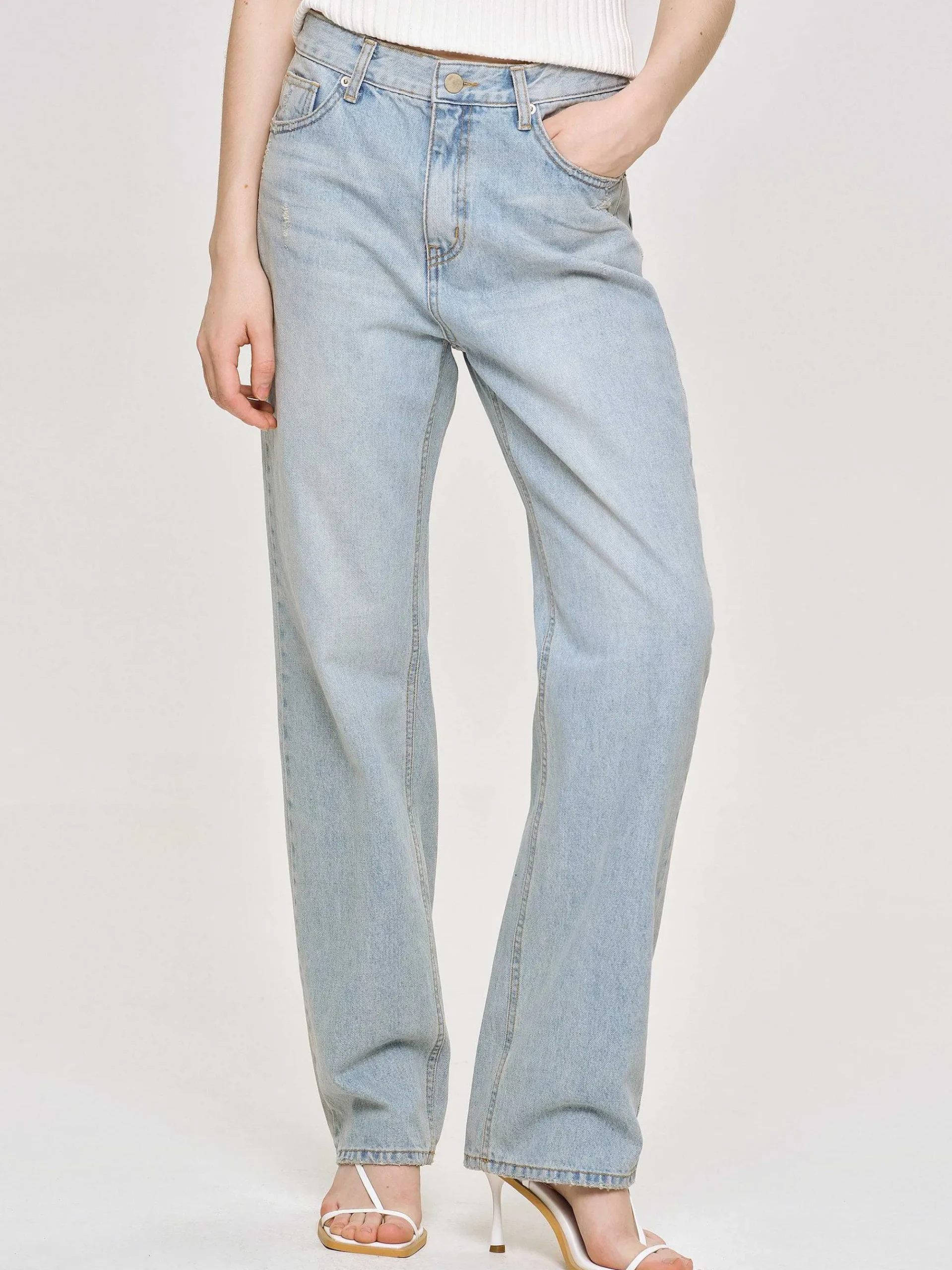 Source Unknown Jean-Jean Droit Effet Vieilli, Bleu Clair Vintage