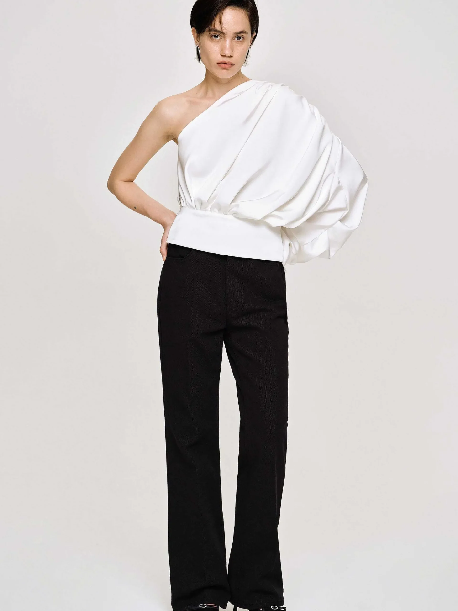Source Unknown Vêtements-Jean Evase A Jambe Longue, Noir