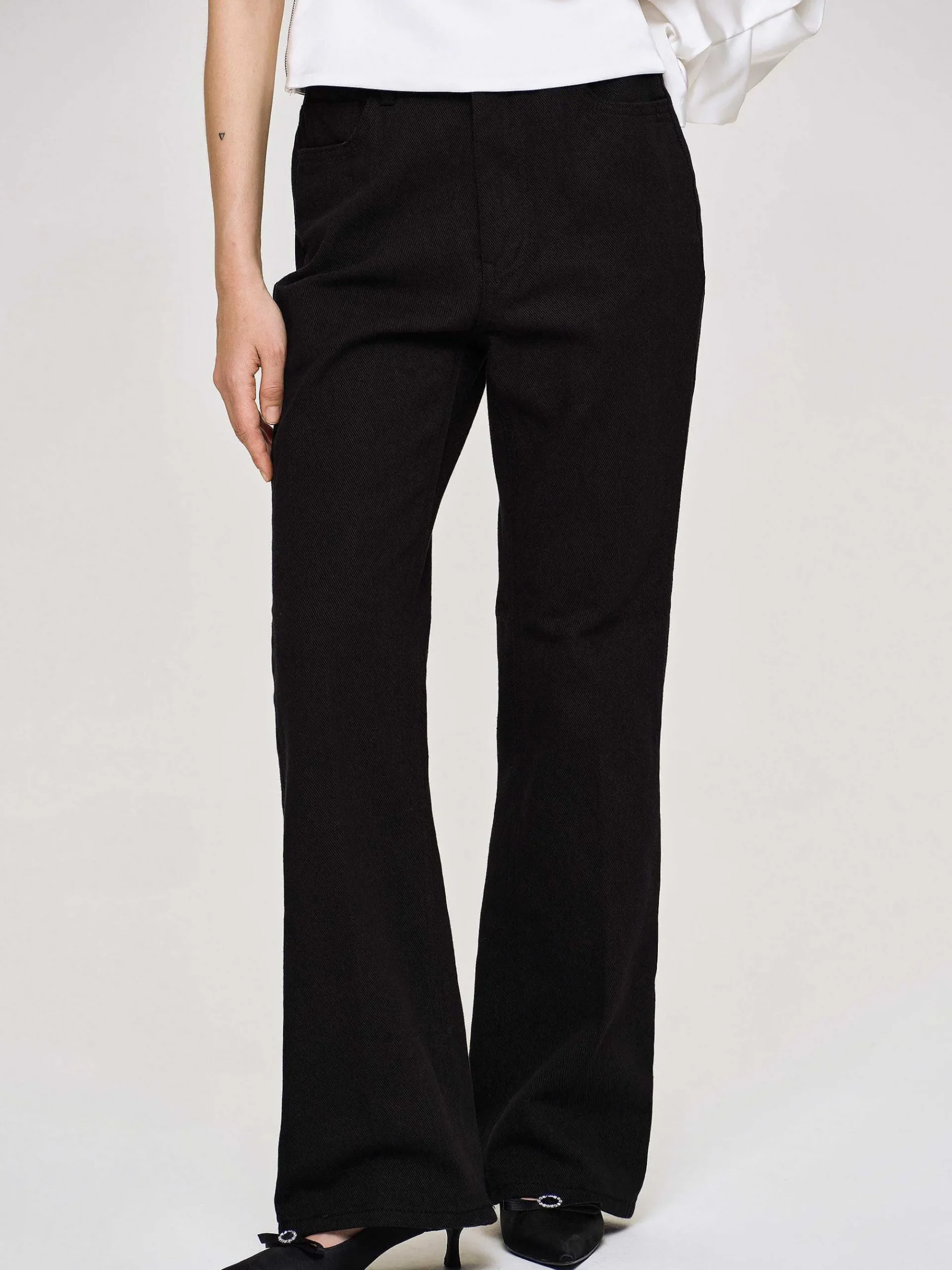 Source Unknown Vêtements-Jean Evase A Jambe Longue, Noir