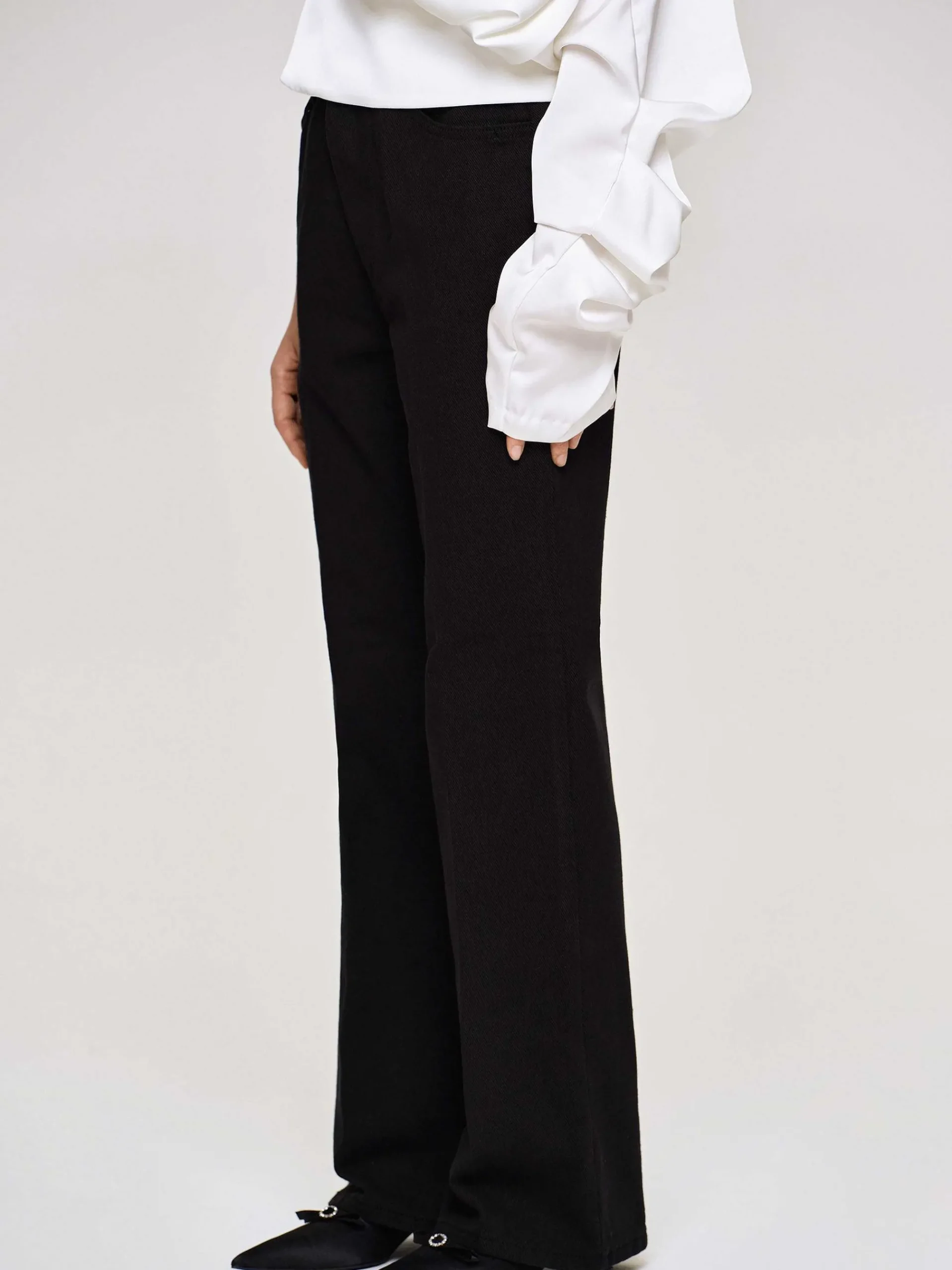 Source Unknown Vêtements-Jean Evase A Jambe Longue, Noir