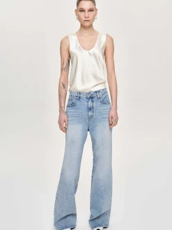 Source Unknown Jean-Jean Long A Jambe Droite, Bleu Vintage Clair