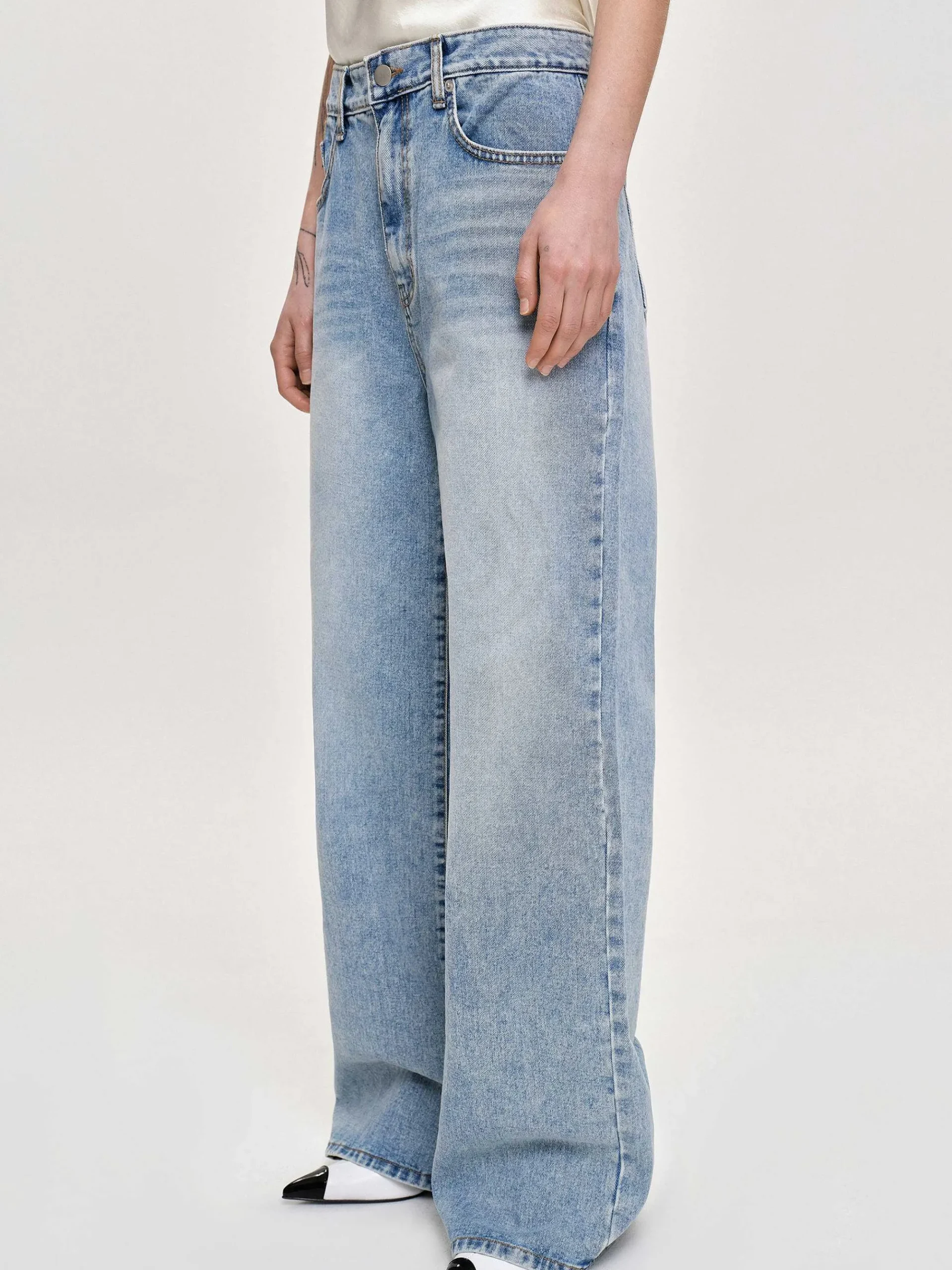 Source Unknown Jean-Jean Long A Jambe Droite, Bleu Vintage Clair